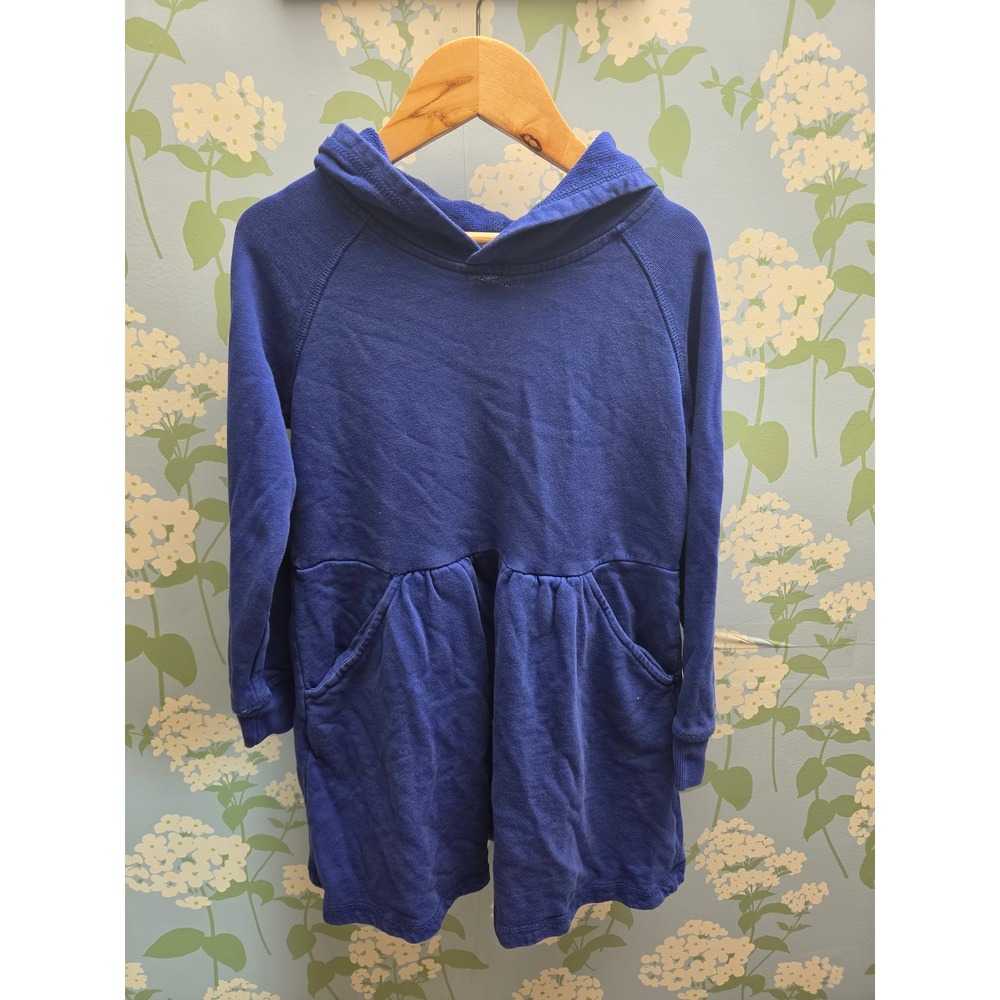 Hanna Andersson Girls Royal Blue French Terry Hoodie Dress Size 120 US 6-7